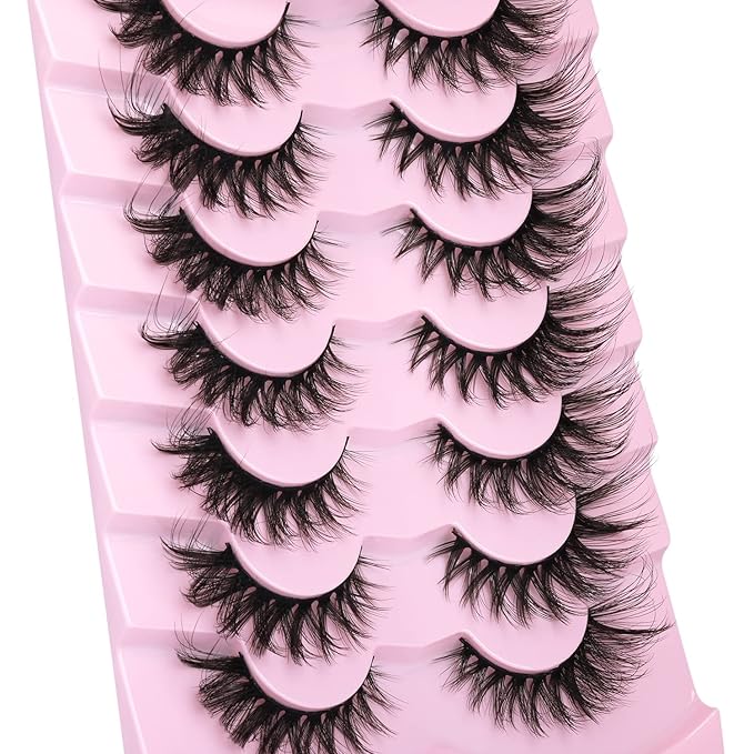 Fox Eye Lashes Faux mink Eyelashes Wispy Cat Eye Long False Eyelahses Dramatic Cross Full Volume Strip Lashes Pack 7 Pairs-BrightBean Baby