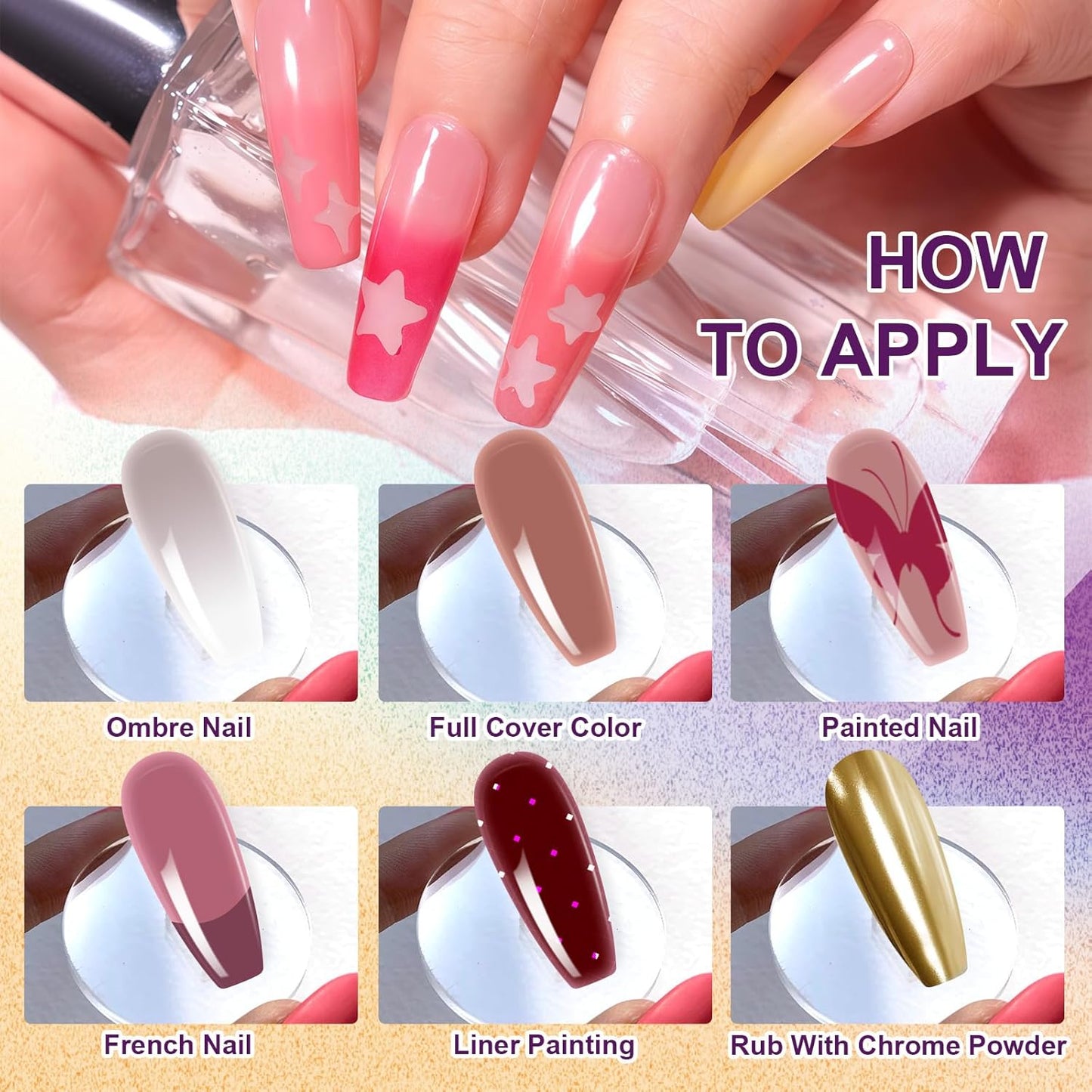 Gradient Painting Gel, 12 Colors Ombre Nail Polish for Pigmented Pat Painting Gel French Manicure No-wipe Soak of UV DIY Art Home Salon Palette Palette Velvet Sonnet-BrightBean Baby