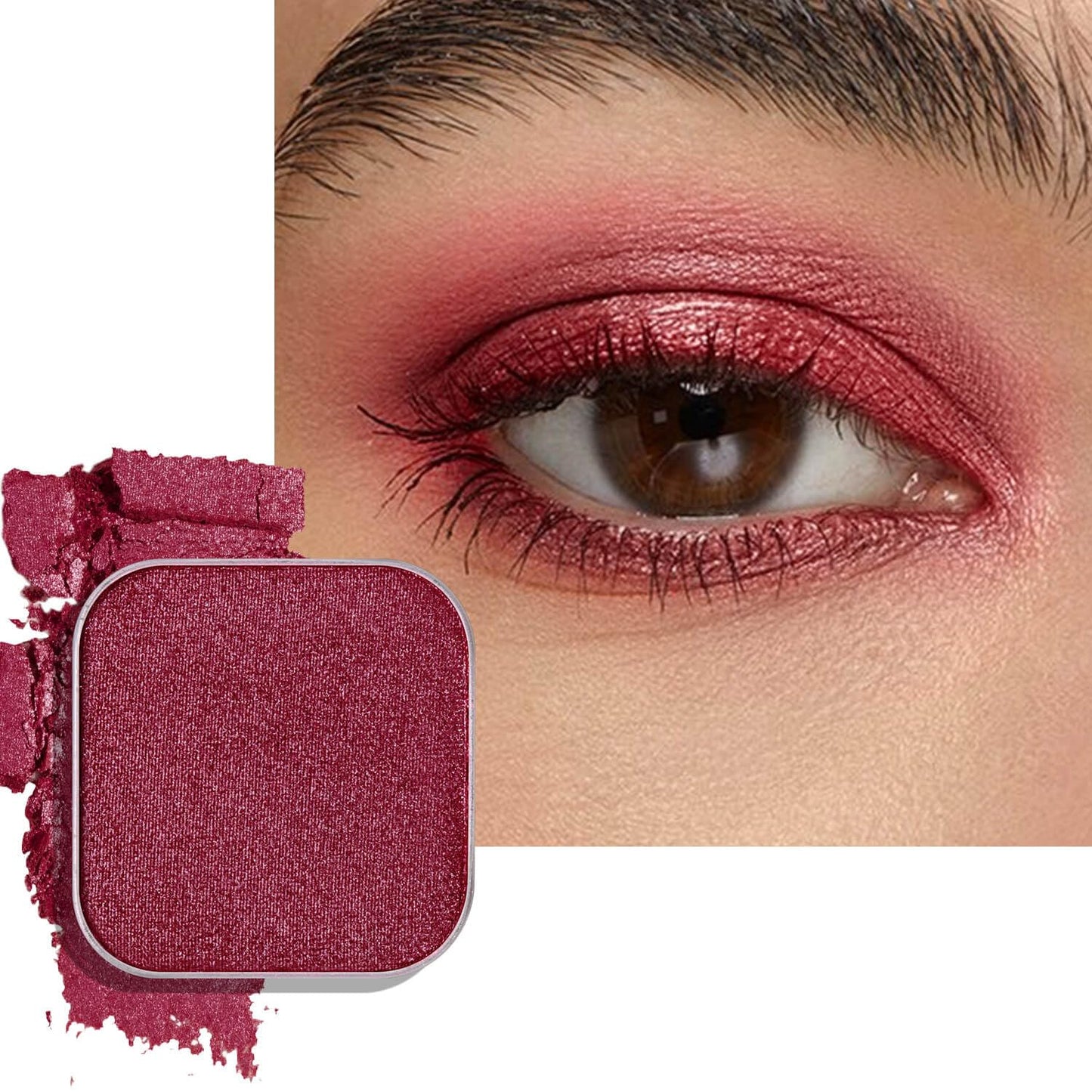 Shimmer Single Eyeshadow Refill – Plum Coloring, High Pigment, Long-lasting, No Fallout – Single Pan with Metal Base, Compatible with Magnetic Palettes – Eyeshadow Pan for DIY Makeup-BrightBean Baby