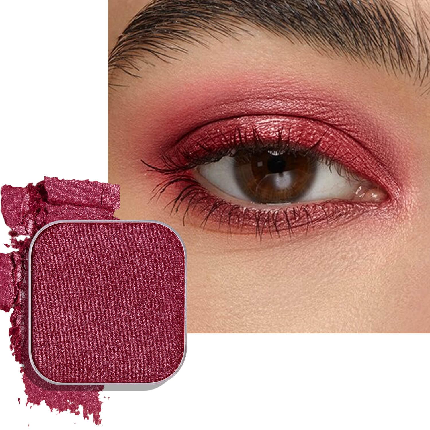 Shimmer Single Eyeshadow Refill – Plum Coloring, High Pigment, Long-lasting, No Fallout – Single Pan with Metal Base, Compatible with Magnetic Palettes – Eyeshadow Pan for DIY Makeup-BrightBean Baby