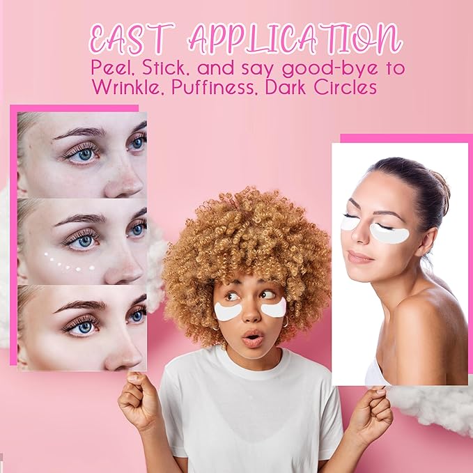 CCbeauty Reusable Under Eye Patches + Eye Cream Applicator Value Set | 100% Silicone Eye Gel Pads | Boost Hydration | Minimize Fine Lines + Wrinkles + Dark Circles | Storage Tin Included | White-BrightBean Baby