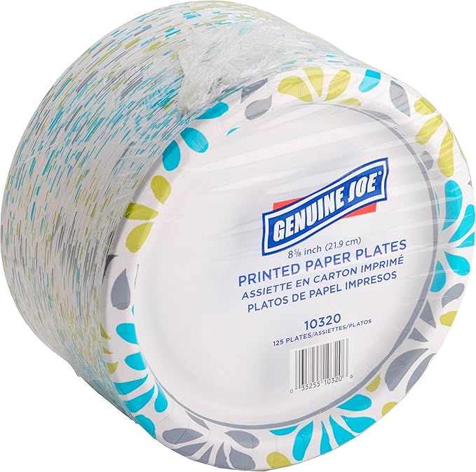 Genuine Joe Printed Paper Plates, 9" (Pack of 500)