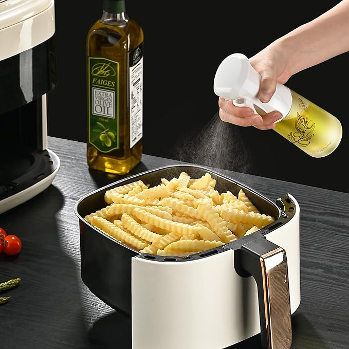 Oil Sprayer for Cooking, Olive Oil Sprayer Mister, 200ml Glass Olive Oil Spray Bottle, Kitchen Gadgets Accessories for Air Fryer, Patented Technology, Widely Used for Salad Making Baking Frying BBQ