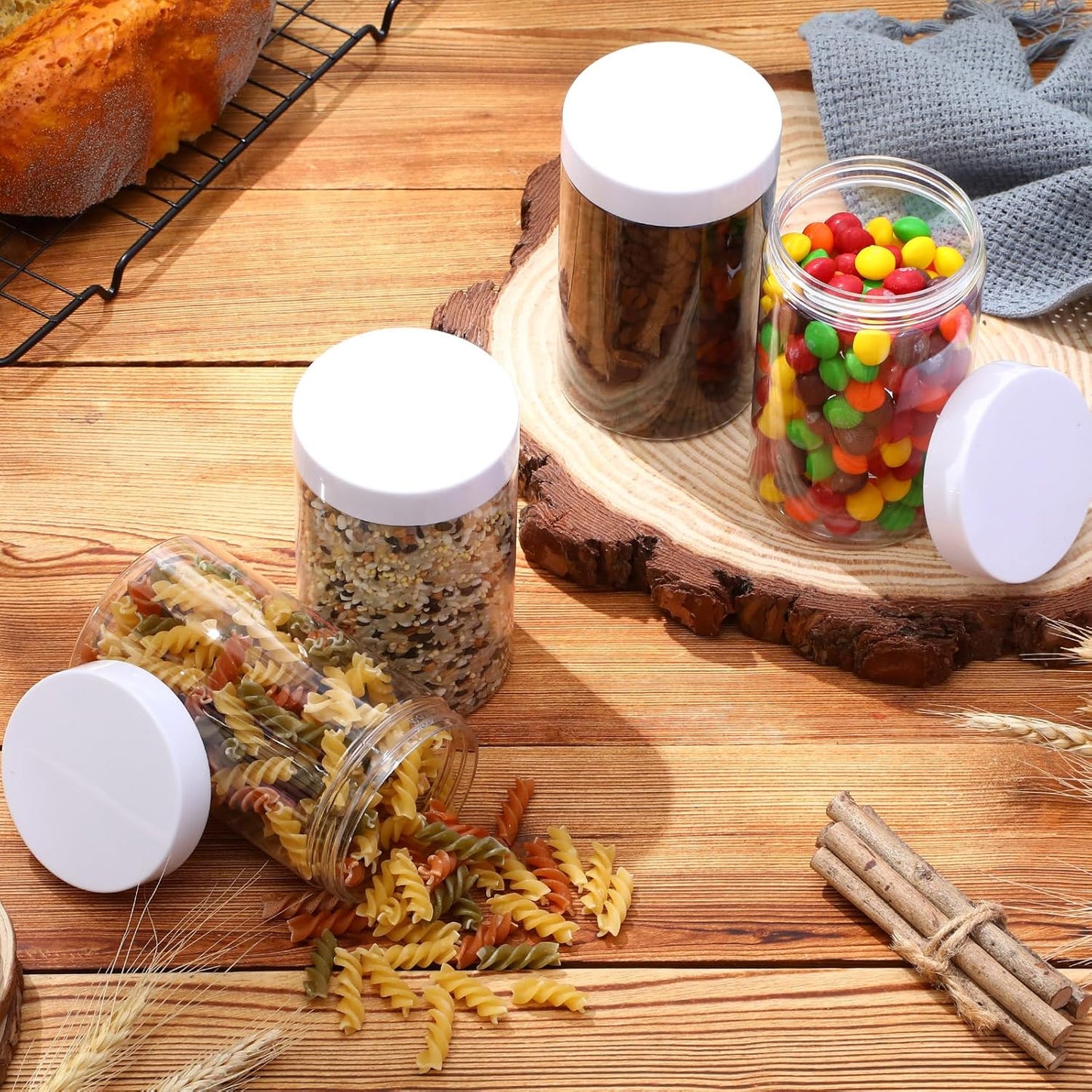 SATINIOR 100 Pcs Plastic Jars with Lids Small Containers Lids Wide Mouth Small Plastic Containers for Lotion Cream Rhinestones Body Butters Travel Storage(8 oz,White)-BrightBean Baby