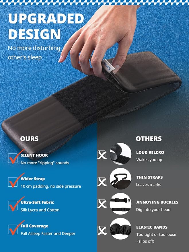 Sleep Mask, Eye Mask for Sleeping, Upgrade Ultra-Soft Blackout Eye Cover for Women Men, Wider Adjustable Strap for Side Sleeper, Travel, Nap, Yoga, Relief Eye, Black-BrightBean Baby