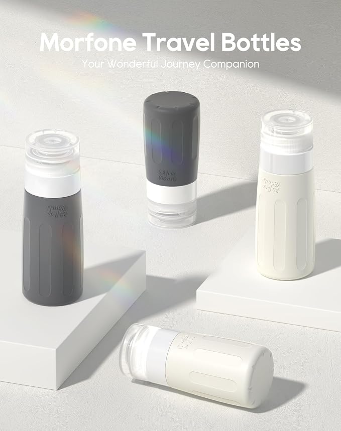 Morfone 16 Pack Silicone Travel Bottles Set for Toiletries TSA Approved Travel Containers Leakproof Squeezable Refillable Accessories 2oz 3oz Travel Essentials for Shampoo Lotion Liquids (BPA Free)-BrightBean Baby