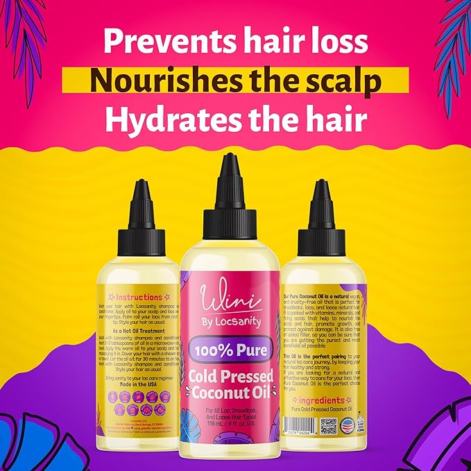 Locsanity Wini Pure 100% Cold Pressed Coconut Oil For Hair and Skin, 4 Fl Oz-BrightBean Baby