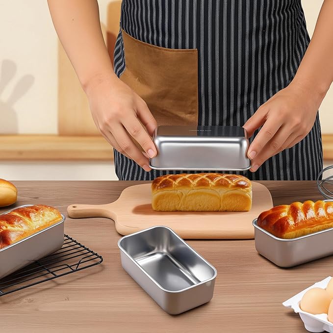 LIANYU 16 Pack Mini Loaf Pan for Baking Bread, 6.3 x 3.5 Inch Stainless Steel Small Bread Tin Loaf Pan for Homemade Meatloaf, Metal Loaf Baking Pan Mold for Banana Sourdough Sandwich, Dishwasher Safe