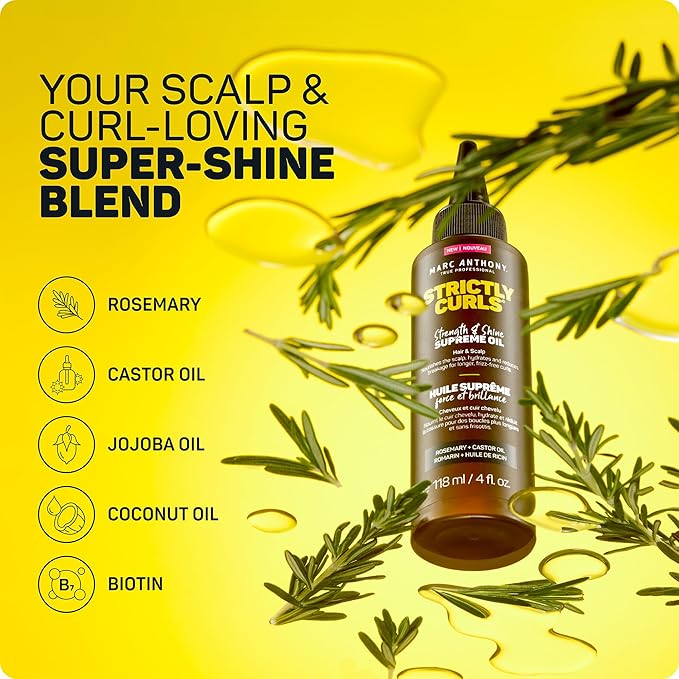 Marc Anthony Nourishing Scalp & Hair Supreme Oil, Strictly Curls - Adds Shine, Reduces Frizz and Breakage - For Curly Hair - Rosemary, Castor Oil - 4 fl oz-BrightBean Baby