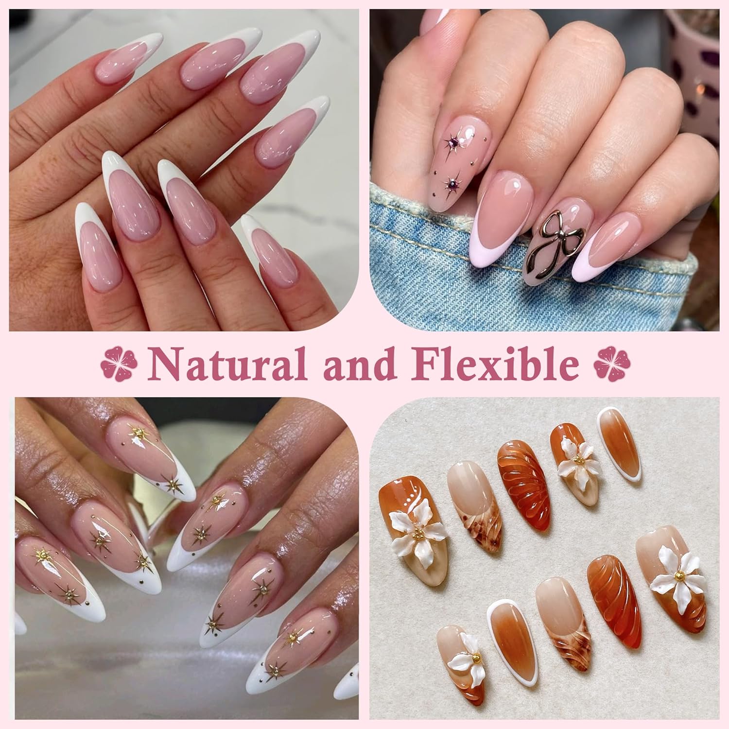 Medium Almond Nail Tips, 504pcs Soft Gel Pre-Filed Acrylic Almond Fake Nails, Half Matte Full Cover Clear Press on Flase Nail Tips for Nail Extension Home DIY 12 Sizes-BrightBean Baby