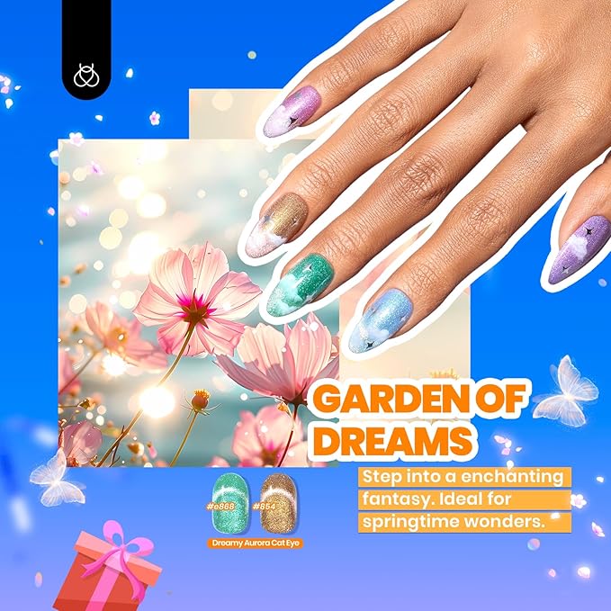 Beetles Cat Eye Gel Nail Polish Set-36 Colors Red Purple Brown Green Burgundy Magnetic Gel Nail Polish with Base Gel Glossy Matte Top Coat Magnet,Soak off UV Nail Gel DIY Nail Art Gift for Women-BrightBean Baby