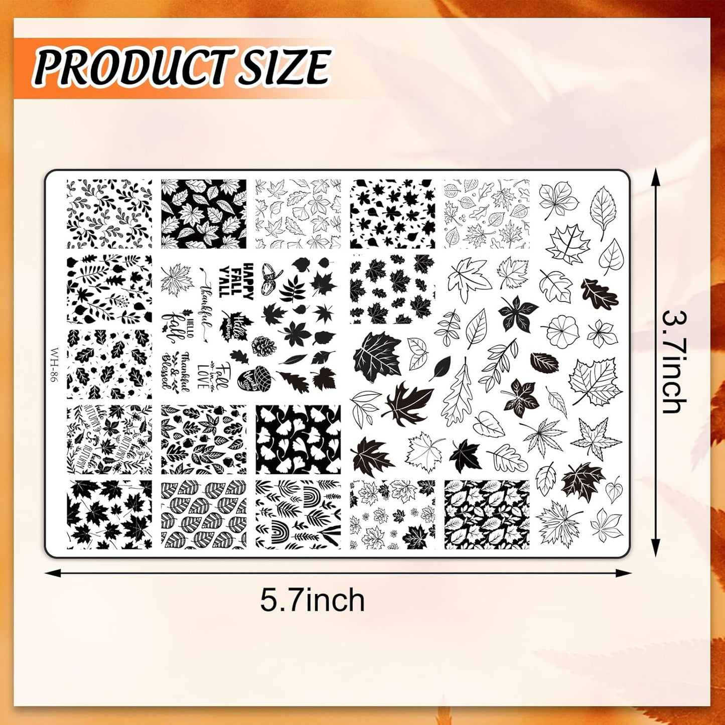 2 Sheet Fall Thanksgiving Nail Art Stamping Plate Kit Assorted Pumpkins Maple Leaves Autumn Blessing Collection Nail Art Plate for Holiday DIY Print Manicure Salon, 5.7 x 3.7inch-BrightBean Baby