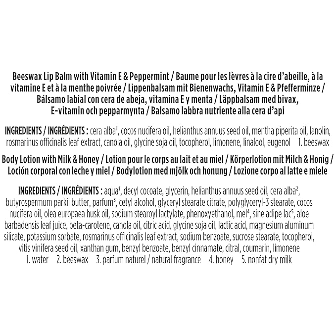 Burt's Bees Hive Favorites Beeswax Holiday Gift Set, Beeswax Lip Balm and Travel Size Body Lotion with Milk and Honey-BrightBean Baby