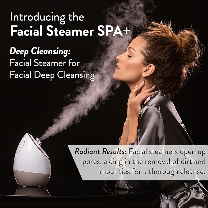 Facial Steamer SPA+ by Microderm GLO - Best Professional Nano Ionic Warm Mist, Home Face Sauna, Portable Humidifier Machine, Deep Clean & Tighten Skin, Daily Hydration for Maximum Serum Absorption-BrightBean Baby