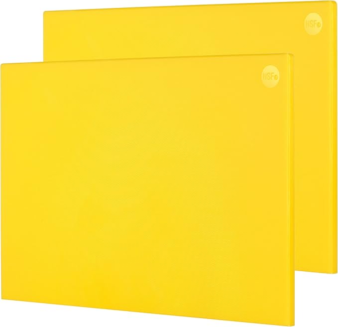 CURTA 2 Pack Cutting Boards for Kitchen,20" x 14" x 0.5" Yellow & White Coded Plastic Commercial Chopping Board with Anti Slip Surface Dishwasher Safe
