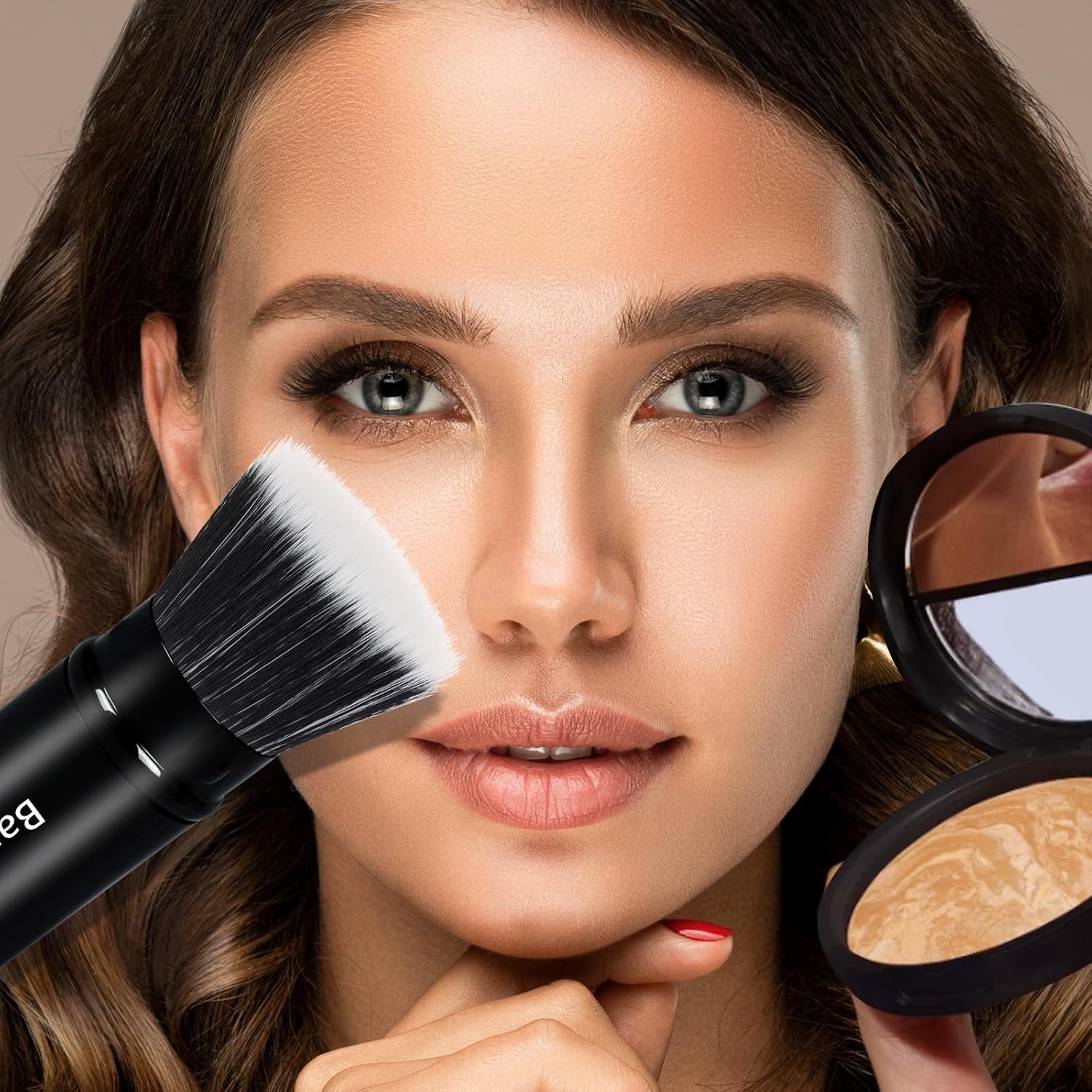 Foundation Makeup Brush Flat Top Kabuki Face Blush Liquid Powder Foundation Brush Retractable Travel Brush for Blending Liquid, Cream or Flawless Powder Cosmetics-BrightBean Baby