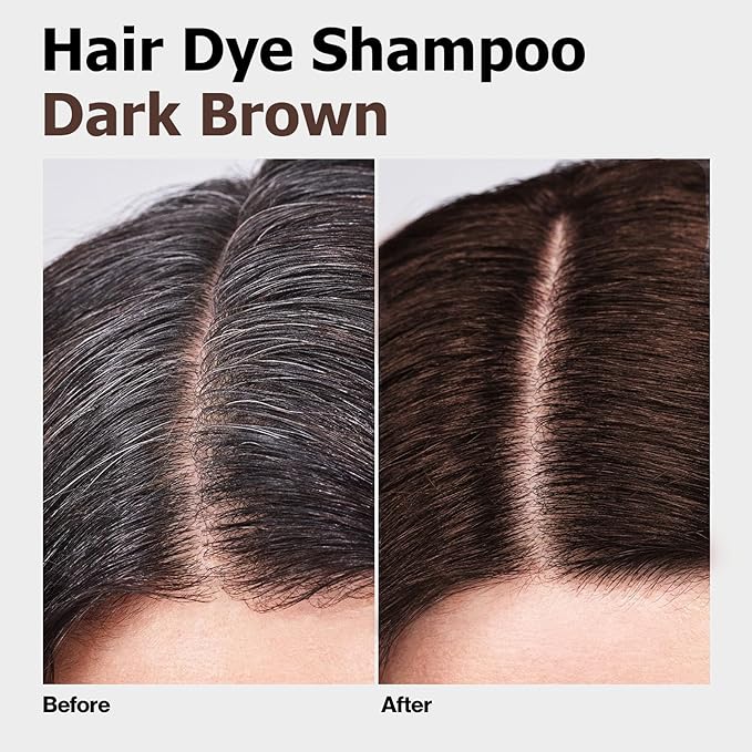 Hair Dye Shampoo, Gray Hair Coverage Dye Shampoo, Hair Color Shampoo for All Hair Types, Champu Para Canas, Suitable for Home and Salon (Dark Brown)-BrightBean Baby