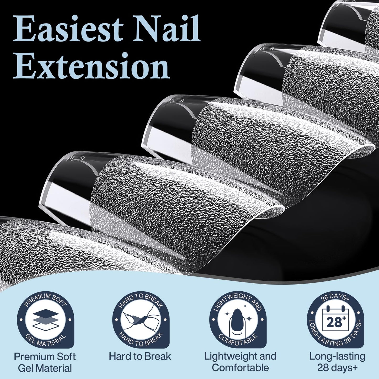 Luckyfariy Extra Short Coffin Nail Tips, 240Pcs Pre-shaped Half Matted Full Cover Ballerina Fake Nails Press on Extension, Soft Gel Clear Tips Home DIY Mani 12 Sizes-BrightBean Baby