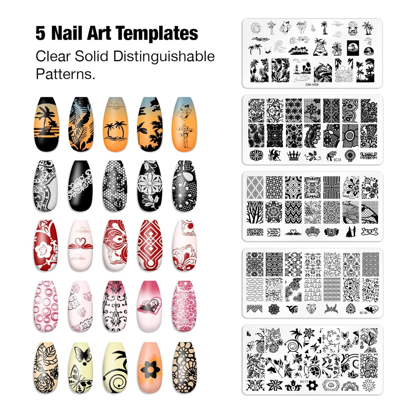 8PCS Nail Art Stamper Clear Silicone Nails Stamping Jelly with Scraper Transparent Visible Body DIY Manicure Nail Art Tool O-BrightBean Baby