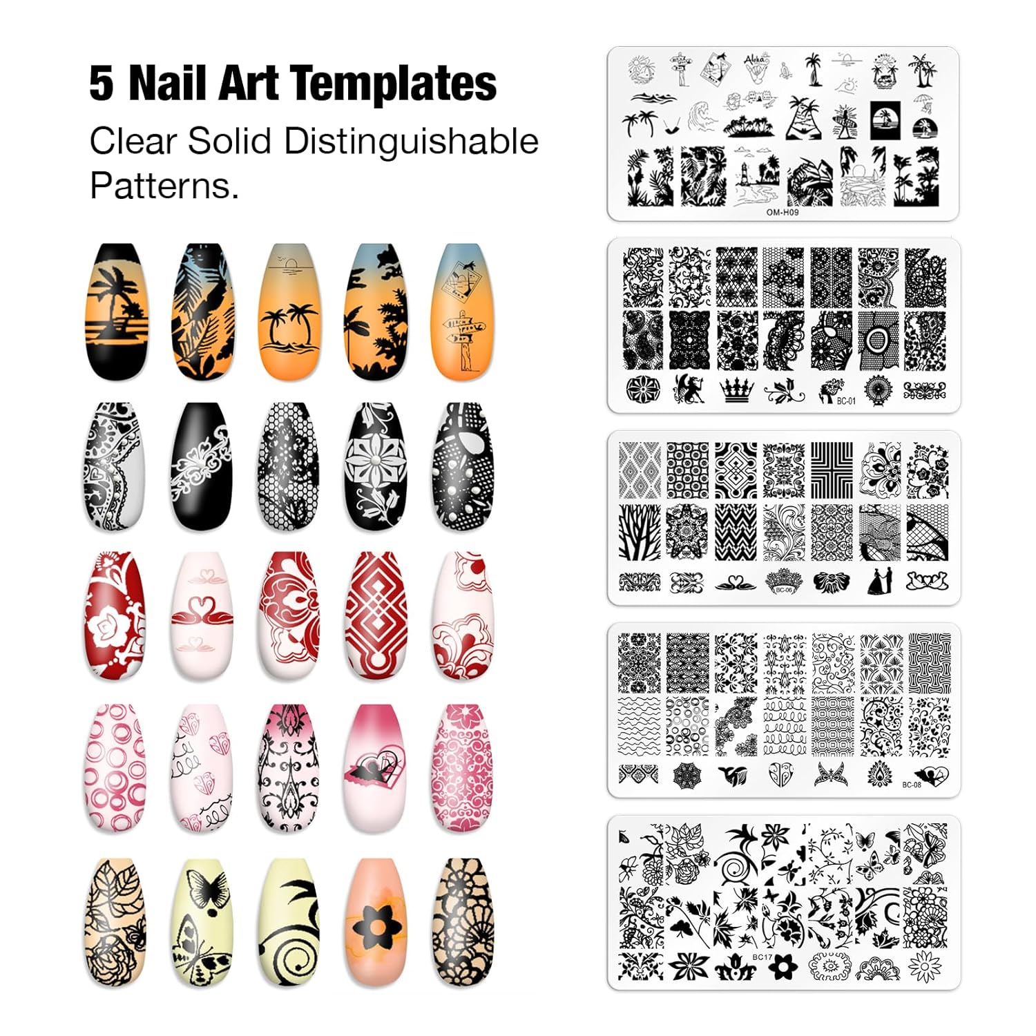 8PCS Nail Art Stamper Clear Silicone Nails Stamping Jelly with Scraper Transparent Visible Body DIY Manicure Nail Art Tool O-BrightBean Baby