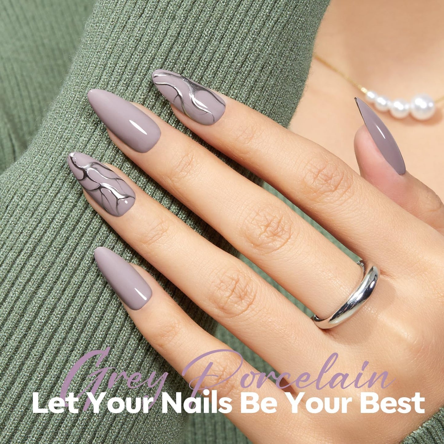 modelones Gray Nail Polish, Light Grey 15 ml Quick Dry Nail Lacquer Strengthener Long Last Shine Fingernail Toe Nail Art DIY Home Travel Manicure Gift for Women Girls 0.5 Fl Oz-BrightBean Baby