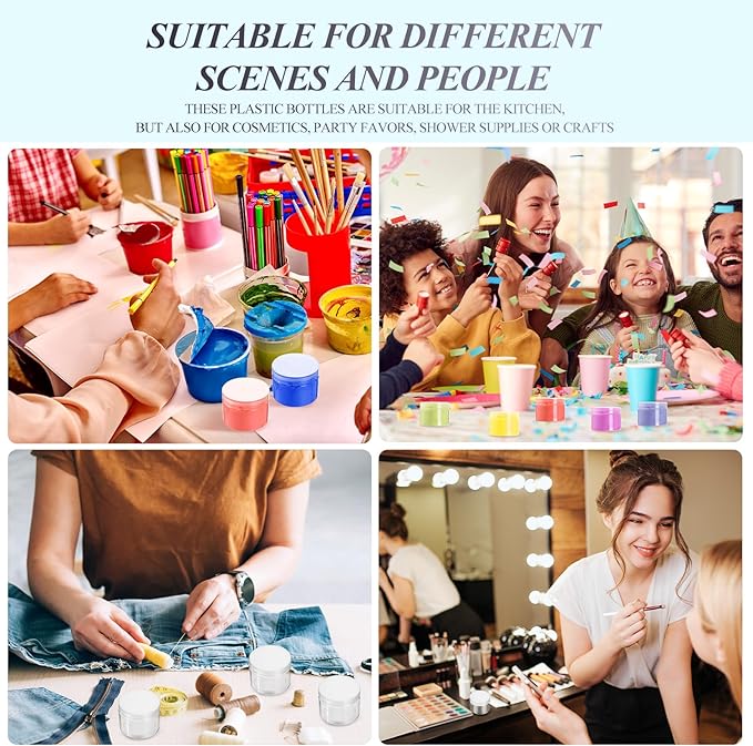 SATINIOR 24 Pieces Empty Clear Plastic Jars with Lids Round Storage Containers Wide Mouth for Beauty Product Cosmetic Cream Lotion Liquid Butter Craft and Food(Clear Lid,8 oz)-BrightBean Baby