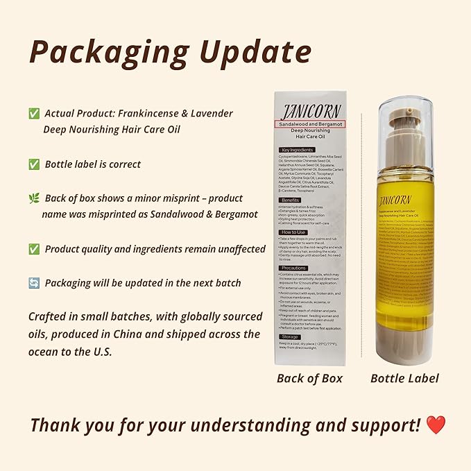 Leave-In Hair Oil with Frankincense & Lavender – Natural Essential Oil Aroma, Deep Nourishment & Frizz Control for Dry, Damaged Hair – Lightweight No-Rinse Oil, 3.4 fl oz (100ml)-BrightBean Baby