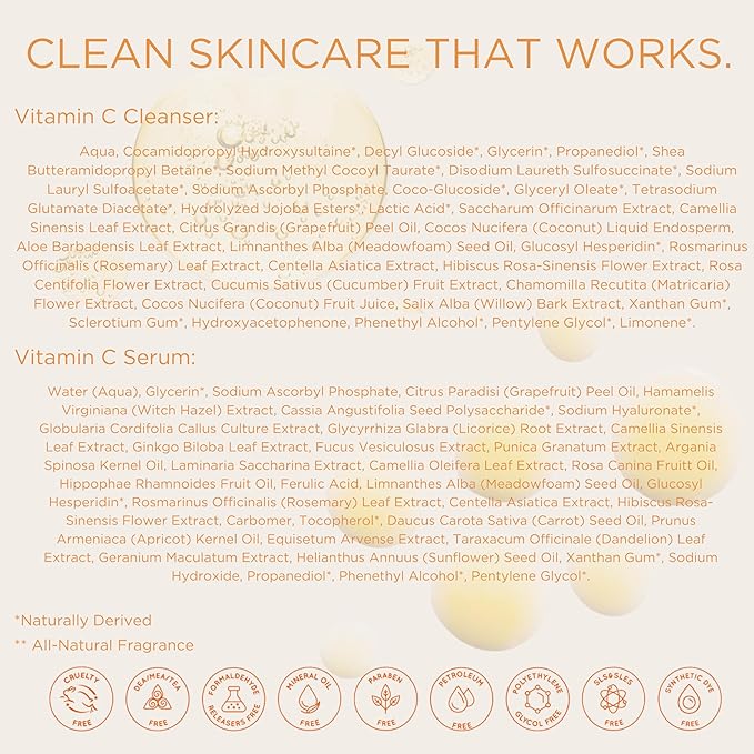 InstaNatural Vitamin C Cleanser and Serum Kit, Brightens and Reduces Signs of Aging, Fine Lines and Wrinkles, with Botanical Extracts-BrightBean Baby