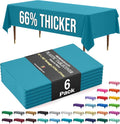 Exquisite Premium Plastic Tablecloth - 54" x 108" Rectangle, 6 Pack (Turquoise)