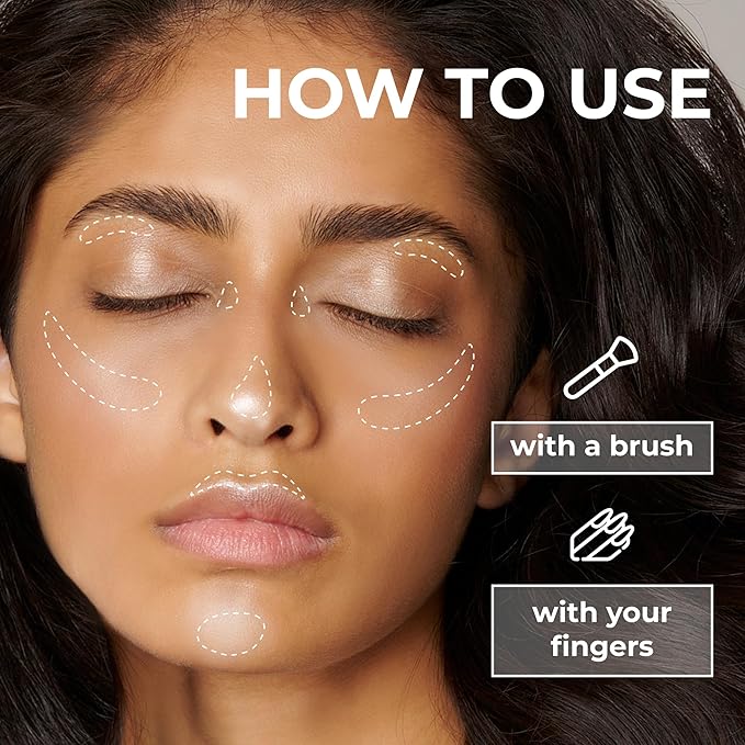 LAMEL Glow Highlighter: Face Make Up & Contour Palette in Deep, Vibrant Colors - Natural Shimmer - Compact Size & Perfect for Travel - Cruelty Free - 3.8gr/0.13 oz 401 (Luna)-BrightBean Baby