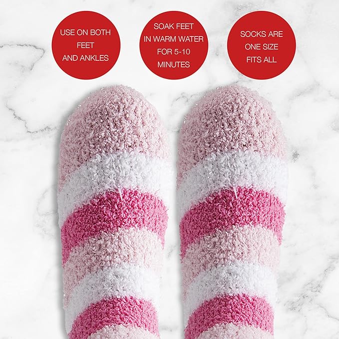 Live Green Bath and Body Pedicure Set- Relaxing Foot Care Set with Pink Fuzzy Socks, Peppermint Foot Lotion, and Foot Scrub, Holiday Present for Women-BrightBean Baby