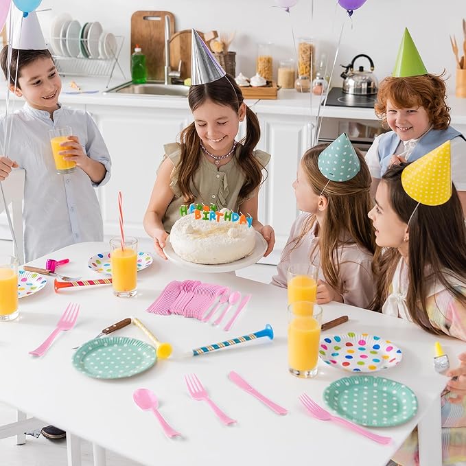 300 Pieces Light Pink Plastic Silverware Heavy Duty Plastic Cutlery Set Heavyweight Disposable Flatware Includes Spoons Forks Knifes for Birthday Party Prom Night Wedding Dinner