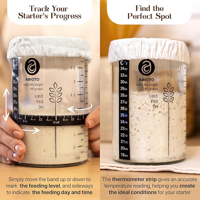 Sourdough Bread Baking Supplies and Starter Kit - Ultimate Bread Making and Sourdough Starter Kit with Proofing Baskets, Sourdough Jar, Bread Lame, Scrapers & Danish Whisk