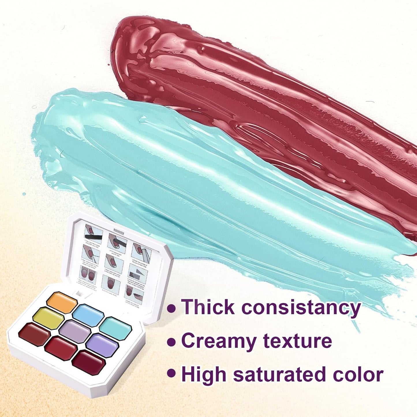 Gradient Painting Gel, 9 Colors Ombre Gel Nail Polish Summer Hot Bule for Pigment Pat Nails Aura Nails, French Manicure DIY Nail Art Soak of UV Palette Bechside Candy-BrightBean Baby