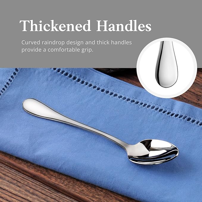 Artaste Rain 18/10 Stainless Steel (Silver (Set of 6), Espresso Spoon (4.85-Inch))