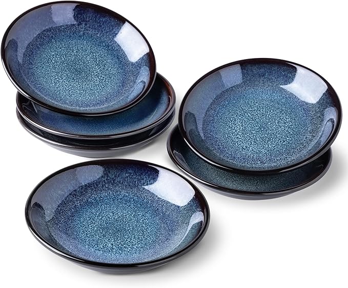 LERATIO Ceramic Soy Sauce Dishes of 6, Reactive Glaze Dipping Sauce Cups/Bowls/Dishes for Kitchen, 3oz Ceramic Small Bowls for Side Dishes, Snacks,and Sushi,Condiment,Dishwasher Safe -Blue