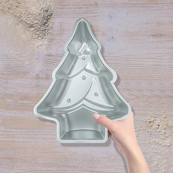 Christmas Tree cake pans set of 2，Christmas Tree Shaped cake pan,12 Inch Aluminum Christmas Tree Cake Tin,For Christmas Cake，silver