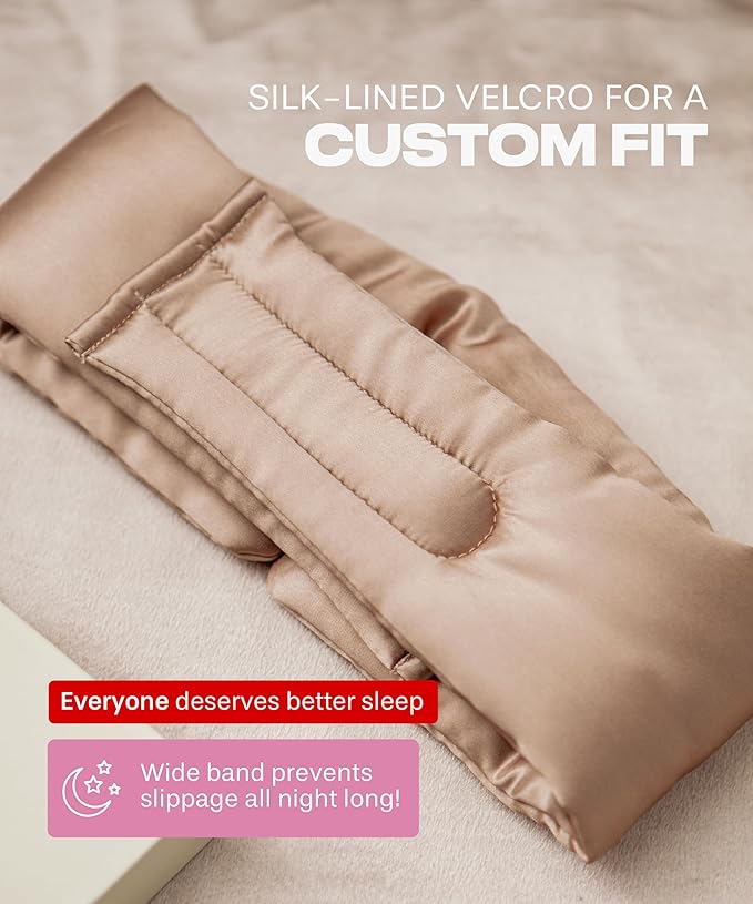 Colorado Home Co Cozy Silk Eye Mask - Blackout, Adjustable for Side Sleepers & Travel, Cloud Eye Covers, Mauve-BrightBean Baby