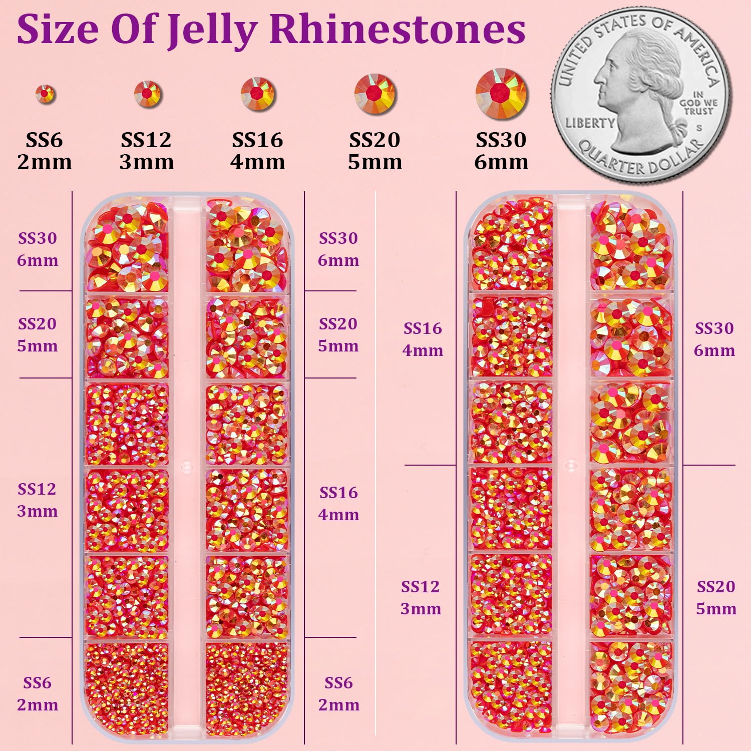 Resin Jelly Rhinestones for Crafting with B7000 Jewelry Glue, 2 Boxes Red AB Flatback Crystals with 3Pcs 10ml Glue, Bedazzling Non Hotfix Gems for DIY Tumblers Clothing Shoes Manicure-BrightBean Baby