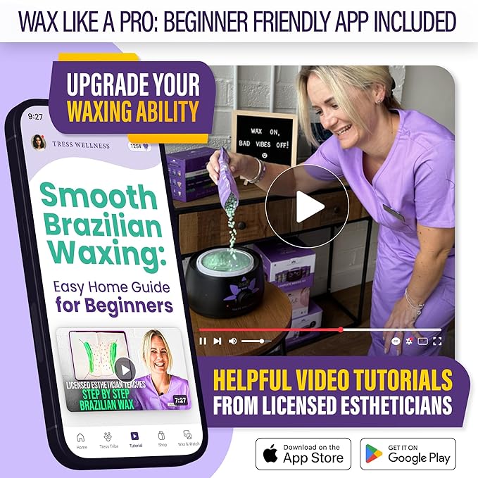 Tress Wellness Waxing Kit for Sensitive Skin – Safe for Face & Skin, Prep & Aftercare Spray, Easy to Use – At-Home Kit for Face, Bikini, Brazilian & Full Body - Digital Display, Black Purple Flower-BrightBean Baby