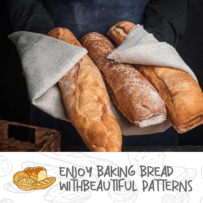 14.5inch Oval Bread Dough Proofing Rising Rattan Basket & Liner Combo for Professional & Home Baking (2 basket & 2 liner)