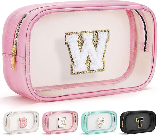 YOOLIFE Travel Makeup Bag Toiletry Bag for Women, Clear Make up Bag PVC Cosmetic Bag Pink Preppy Stuff Travel Accessories Makeup Pouch Birthday Gifts for Women Teacher Mother Wife Girlfriend Gifts W-BrightBean Baby