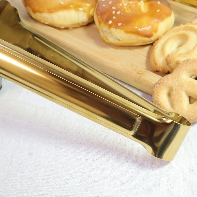 XEVOM 2 Pack 9 Inch Serving Tongs,Gold Salad Buffet Tongs,Stainless Steel Serving Utensils