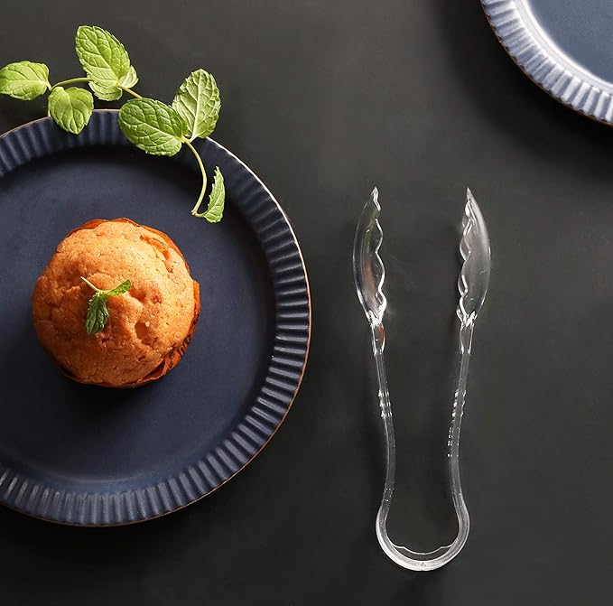 New Star Foodservice Utility Tong, High Heat Plastic, Scalloped, Set of 12 (6-Inch, Clear)