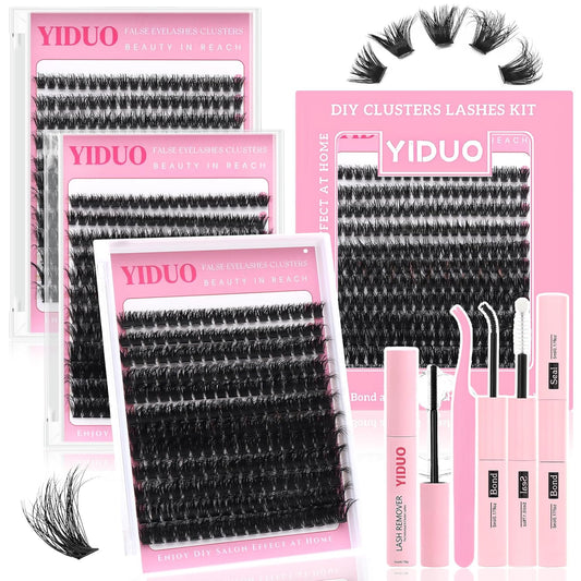 D Curl Volume Fake Eyelashes Lashes Cluster Kit Wispy Faux Mink Lashes 696Pcs Bulk Packs, DIY Individual Eyelash Extensions Wholesale Combo Pack with Glue|Tweezers|Removers-BrightBean Baby