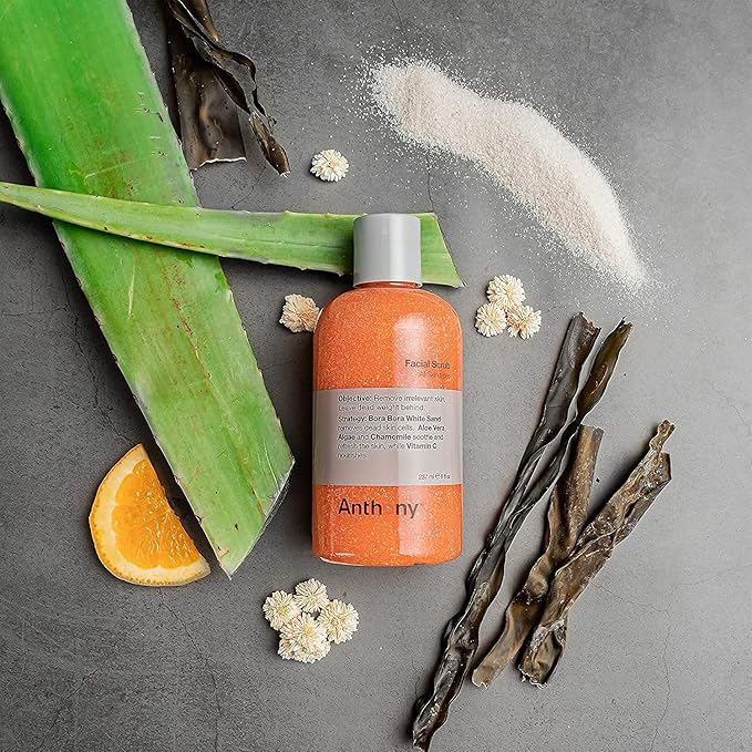 Anthony Facial Scrub, 8 Fl Oz, Contains Aloe Vera, Sand, Algae, Chamomile, Vitamin C, Soothes, Protects, Refreshes and Removes Dead Skin Cells (2 pack)-BrightBean Baby