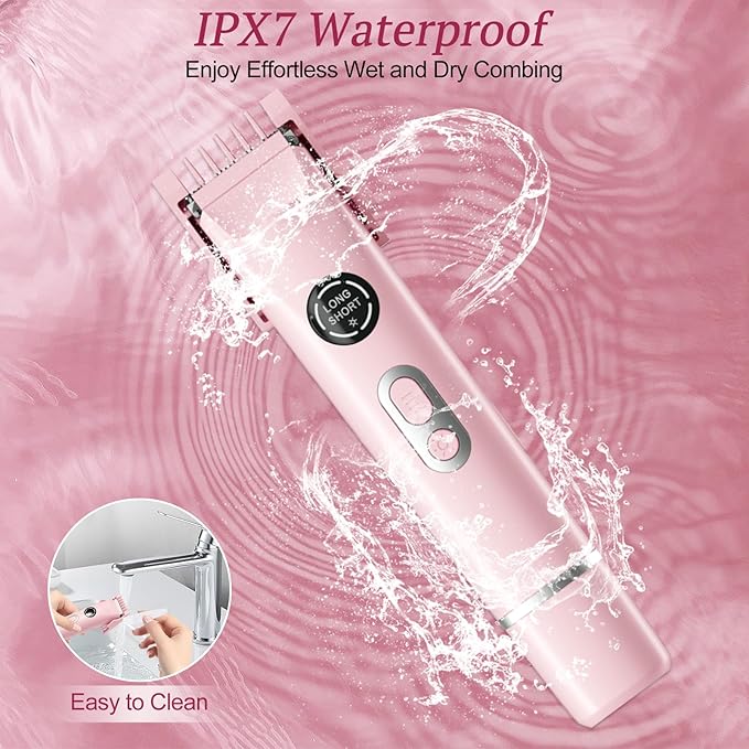 Bikini Trimmer for Women, 4 in 1 Wet/Dry Electric Razors for Women - Dual Head, Painless Rechargeable Portable Womens Razors for Shaving Set for Face, Nose, Eyebrows, Armpits, Bikini Area (Pink)-BrightBean Baby