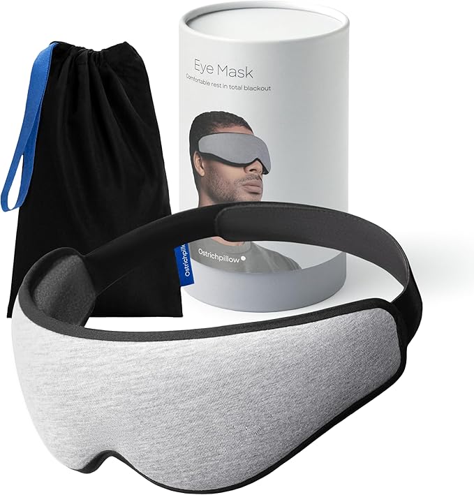 Ostrichpillow Eye Mask, Sleep Mask for Men Women 100% Blackout, No Pressure On Eyes, Soft & Breathable, Adjustable Fit, Travel Bag Included-BrightBean Baby