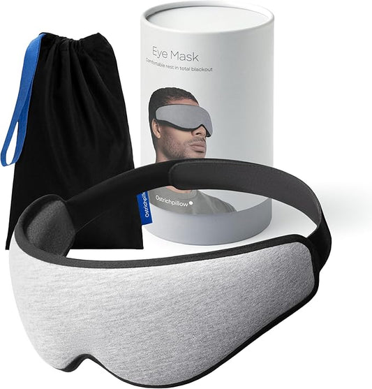 Ostrichpillow Eye Mask, Sleep Mask for Men Women 100% Blackout, No Pressure On Eyes, Soft & Breathable, Adjustable Fit, Travel Bag Included-BrightBean Baby
