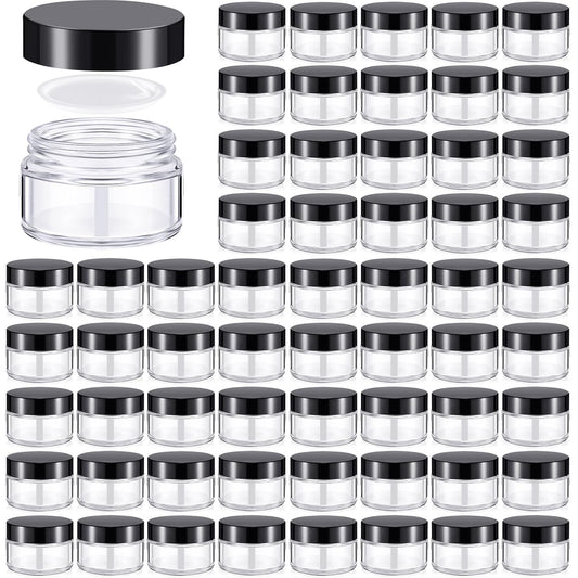 Domensi 100 Pcs 1 oz Glass Jars with Lids Bulk Round Glass Cosmetic Jars Lids 1 oz Small Travel Containers with Inner Liner for Lotions Powders Ointments Sample Cream(Clear, Black)-BrightBean Baby